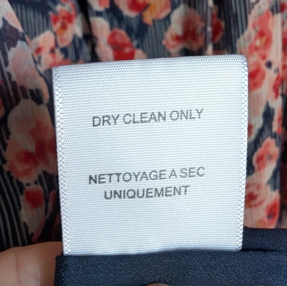 Joie Silk Floral Sleeveless Dress Navy & Pink 100% Silk Flutter Sleeve Pleated S - Picture 9 of 14